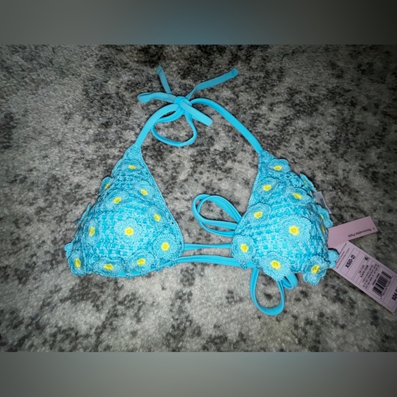 Target Other - NWT Wild Fable Blue Daisy Floral Crochet Lace Triangle Bikini Top Size XS (0-2)